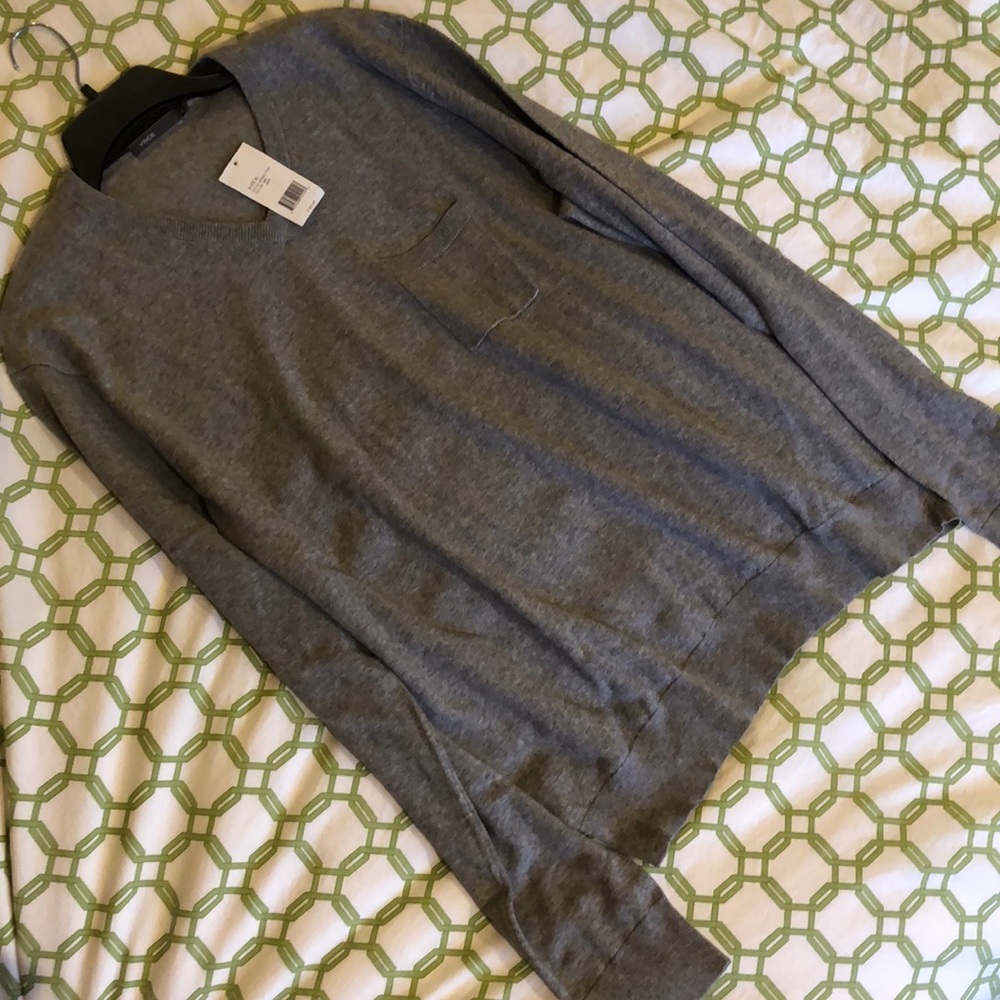 Vince Cotton Knit Vneck Sweater XL Gray